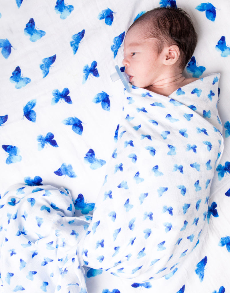 Malabar Baby Organic Swaddle Set - Glowing Garden (Sunflower & Blue Butterfly)