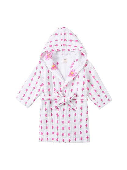 Malabar Baby Kids Hooded Muslin Robe - Enchanted Garden (Lotus)