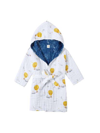 Malabar Baby Kids Hooded Muslin Bath Robe - Mystical Night