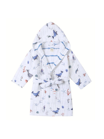 Malabar Baby Kids Hooded Muslin Robe - Under The Sea