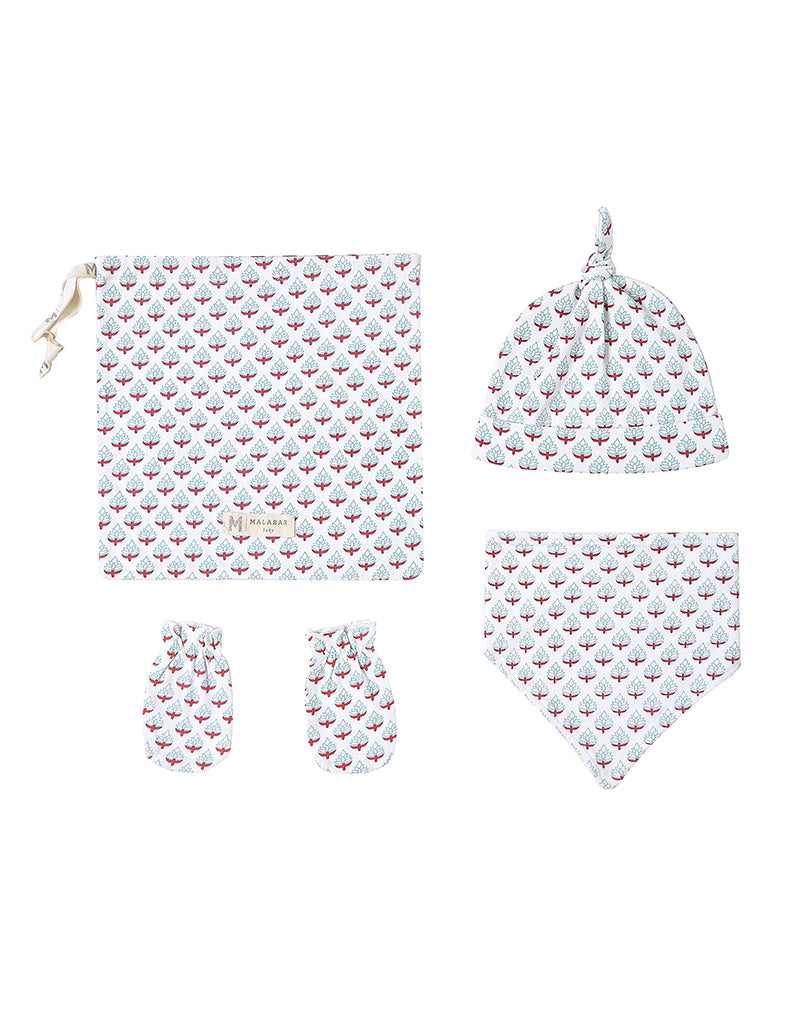 Malabar Baby Organic Cotton Bandana Bib, Mitten, Hat Set - Miami