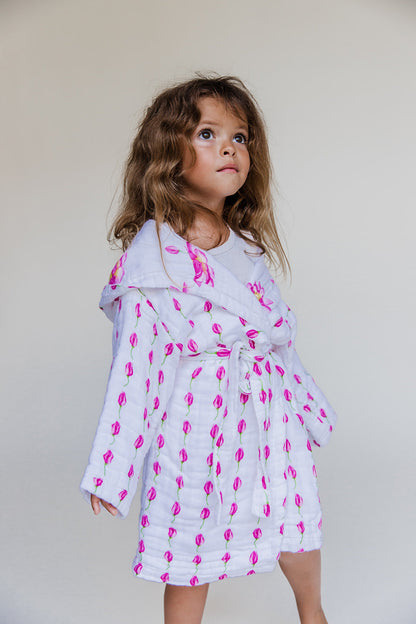 Malabar Baby Kids Hooded Muslin Robe - Enchanted Garden (Lotus)