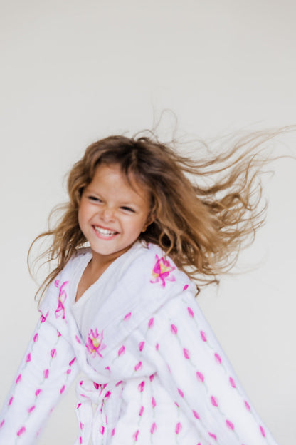 Malabar Baby Kids Hooded Muslin Robe - Enchanted Garden (Lotus)