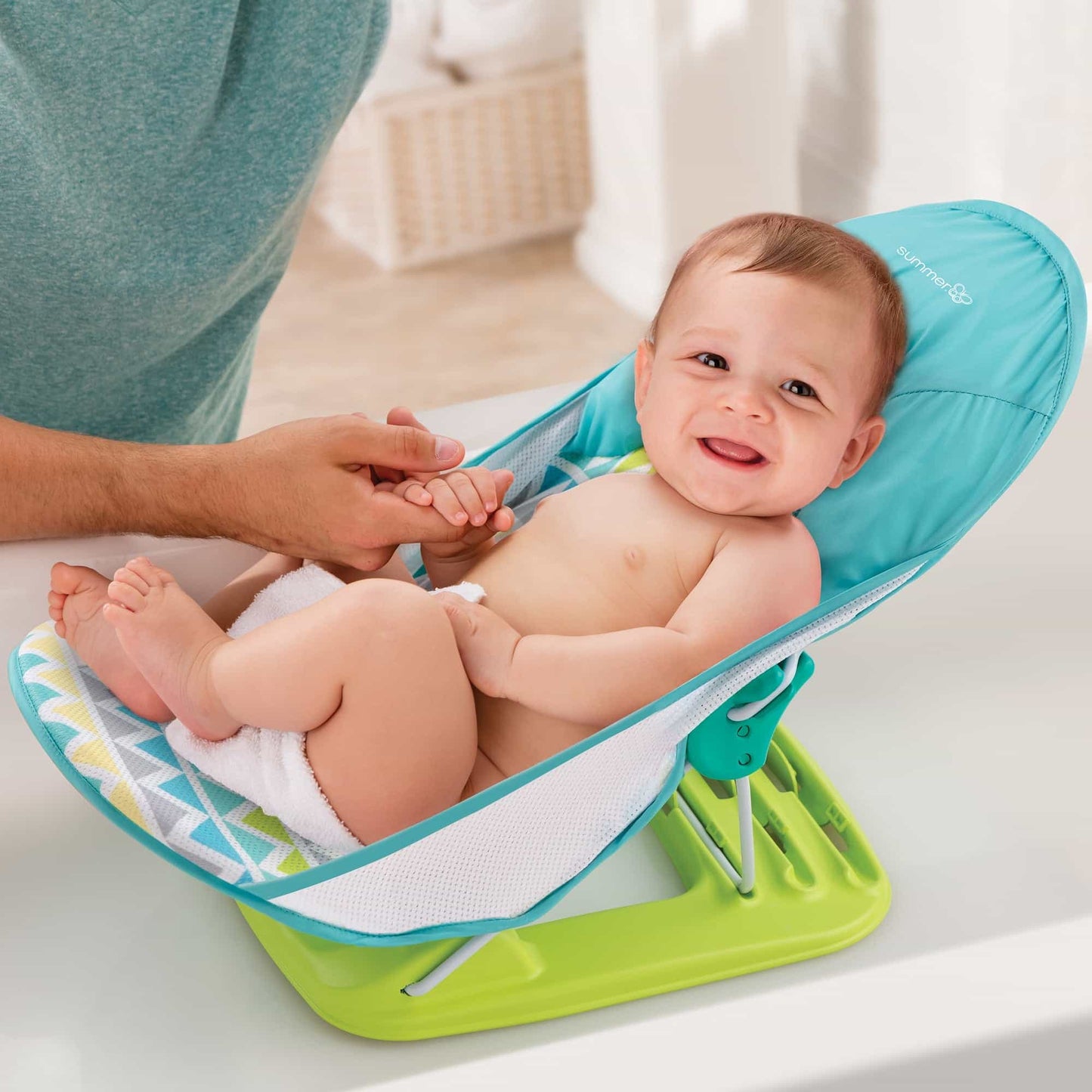 Summer Infant Deluxe Baby Bather Bather Triangles Stripes Birth+ To 9M - Distressed
