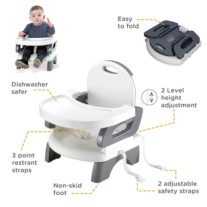 Mastela Folding Booster Seat - Fashion-Grey - 6months to 48months