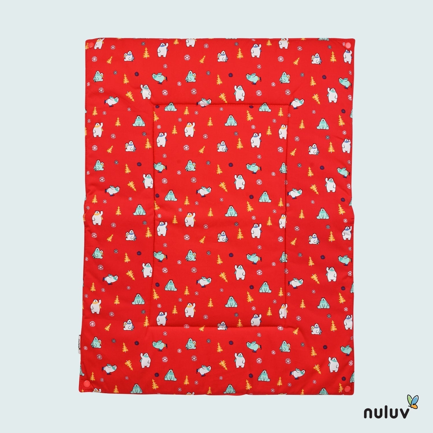 Red Diaper Changing Mat ( plastic base with 3 diaper mats ) 100 % Organic Cotton with Antimicrobial Finish