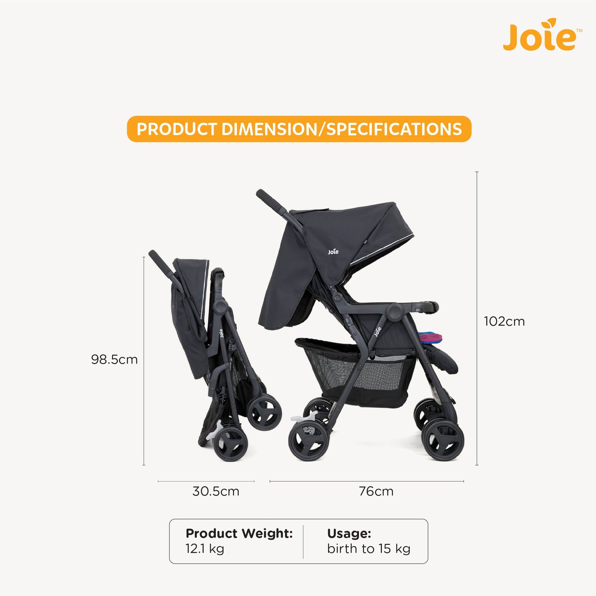 Joie Stroller Aire Twin (Birth to 36 Months) - Open Box
