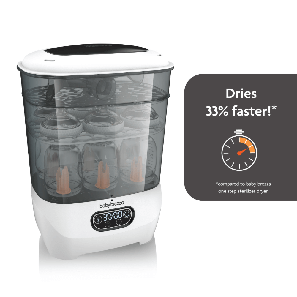 Baby Brezza Bottle Sterilizer and Dryer Advanced – 33% Faster - Largest Capacity Steam Sanitizer - Universal Sterilization Machine for All Bottles + Pump Parts - HEPA Air Filter