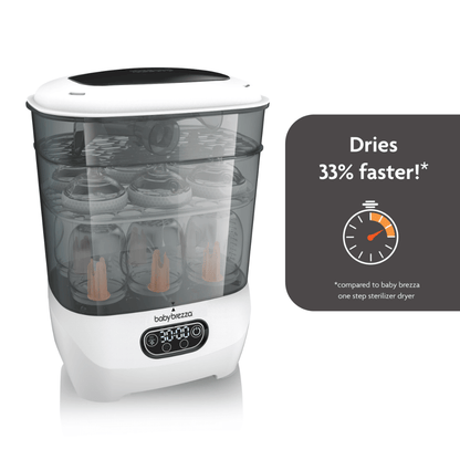 Baby Brezza Bottle Sterilizer and Dryer Advanced – 33% Faster - Largest Capacity Steam Sanitizer - Universal Sterilization Machine for All Bottles + Pump Parts - HEPA Air Filter