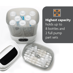 Baby Brezza Bottle Sterilizer and Dryer Advanced – 33% Faster - Largest Capacity Steam Sanitizer - Universal Sterilization Machine for All Bottles + Pump Parts - HEPA Air Filter