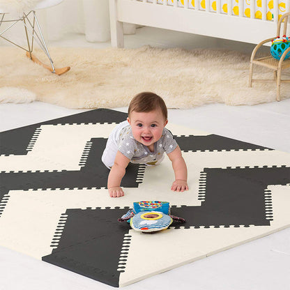 Skip Hop Black & Cream Color Playspot Geo Foam Tiles Birth+ To 24Months - Distress Box - Distressed
