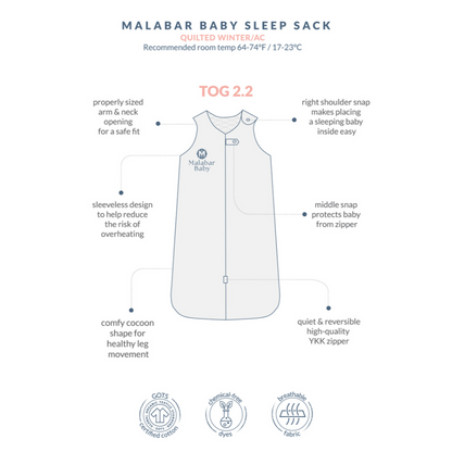 Malabar Baby TOG 2.2 (Quilted) - Fort Blue Wearable Baby Sleep Sack