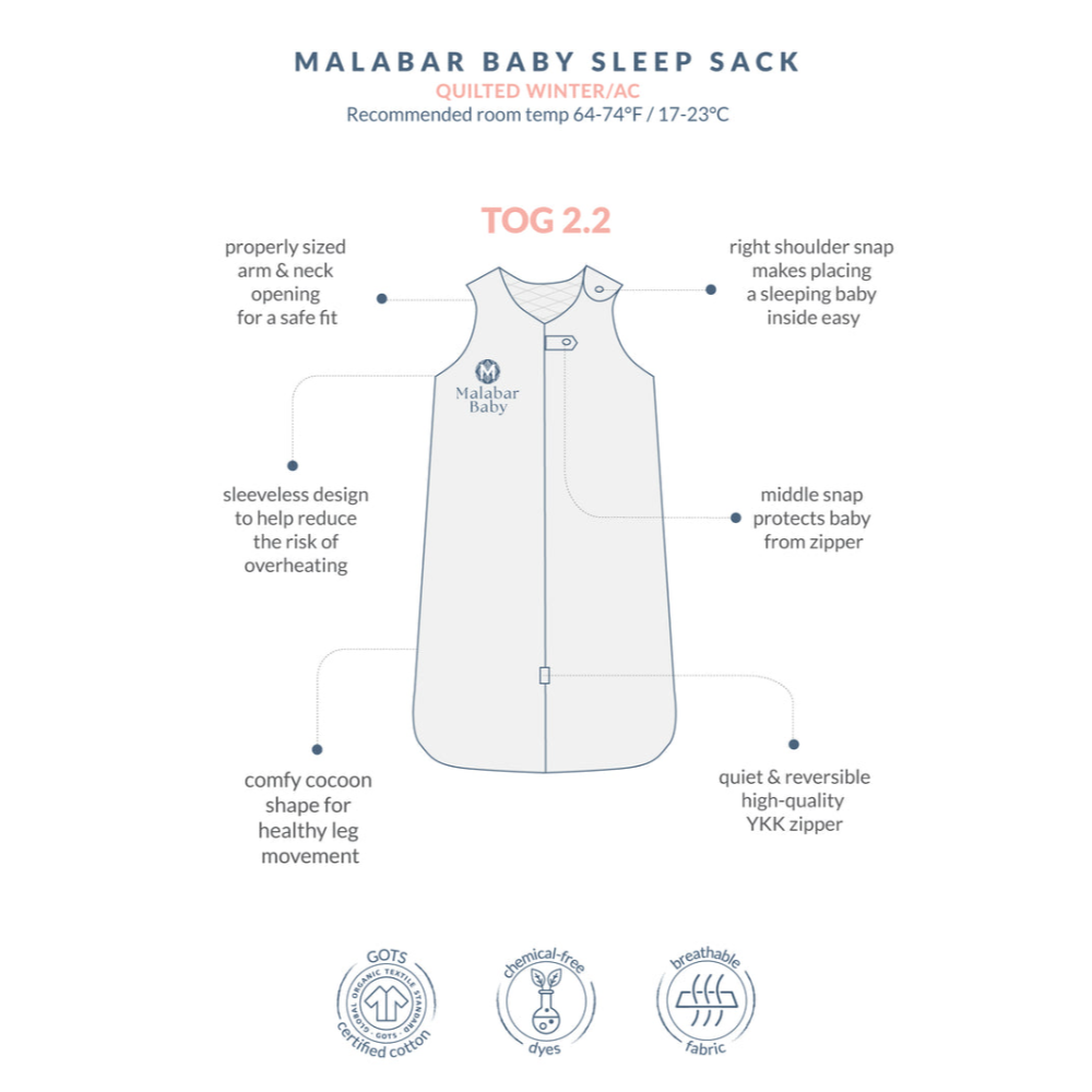Malabar Baby TOG 2.2 (Quilted) - Pink City Wearable Baby Sleep Sack