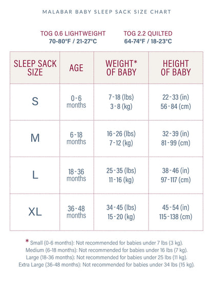 Malabar Baby TOG 0.6 (Lightweight) - Greenwich Wearable Baby Sleep Sack