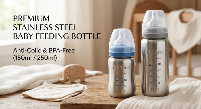 Premium Stainless Steel Baby Feeding Bottle | Anti-Colic & BPA-Free (150ml / 250ml)