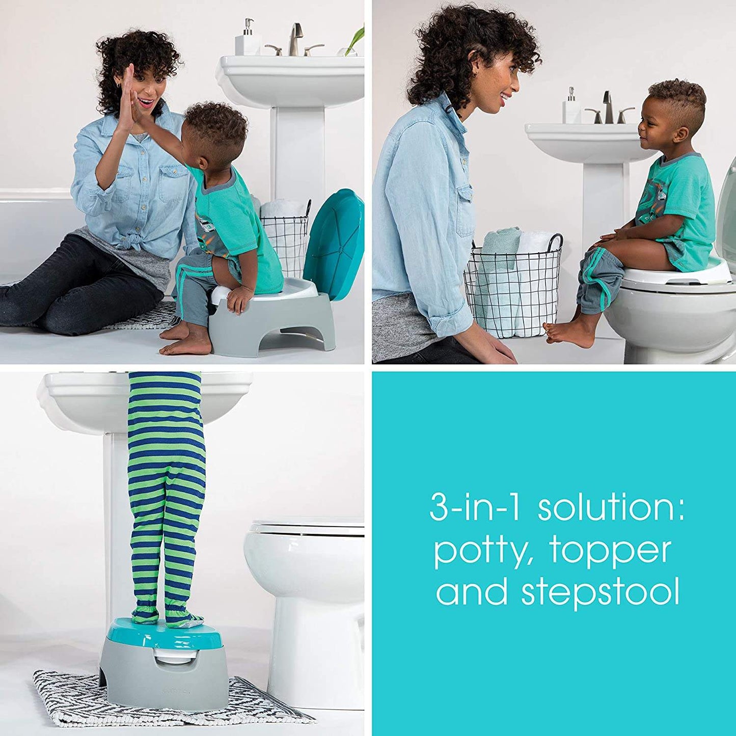 Summer Infant 3In1 Train With Me Potty || Fashion-Blue & Grey || Used for 18months To 48months