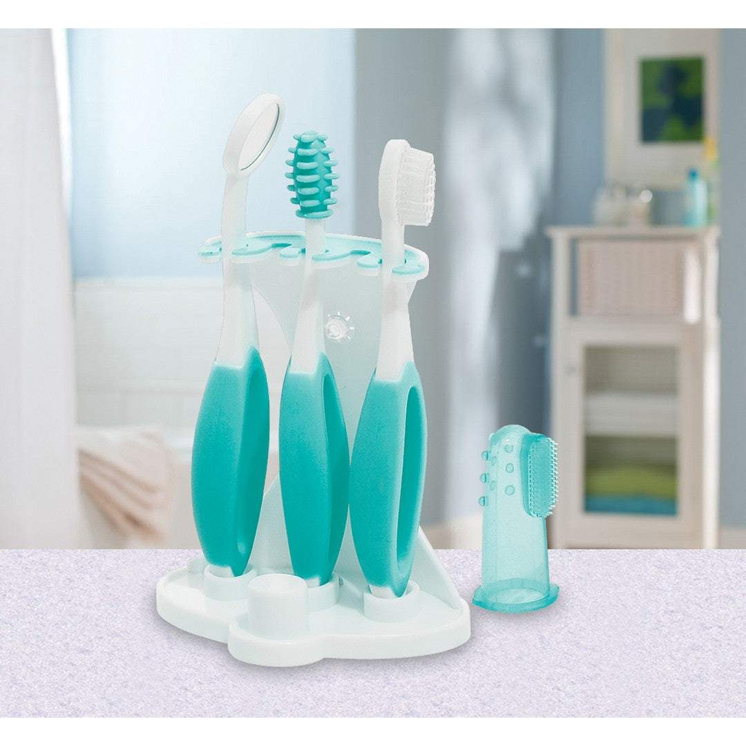 Summer Infant 5 Pc. Oral Care Kit (3L) || Fashion-Teal & White || Used for Birth+ to 12months