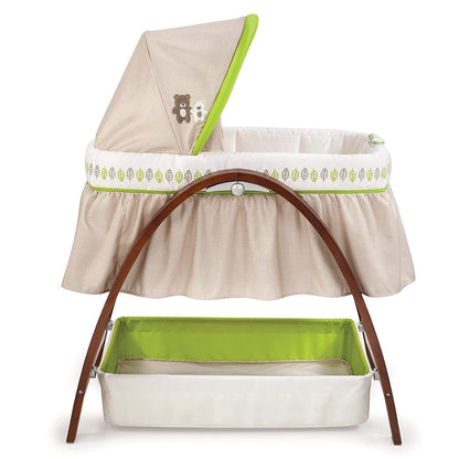 Summer Infant Bentwood Bassinet With Motion || Fashion-White & Green || Used for Birth+ to 6months