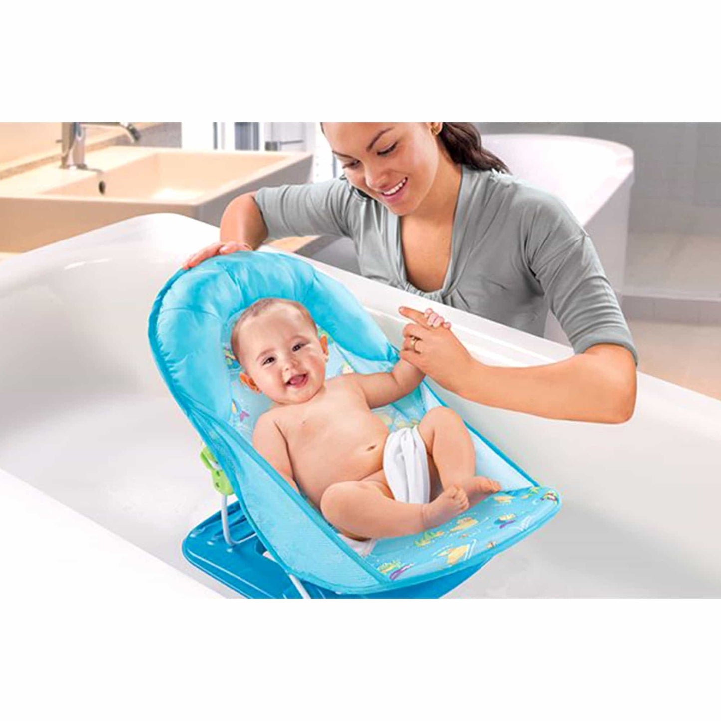 Summer Infant Blue Color Mothers Touch Deluxe Baby Bather || Distress Box