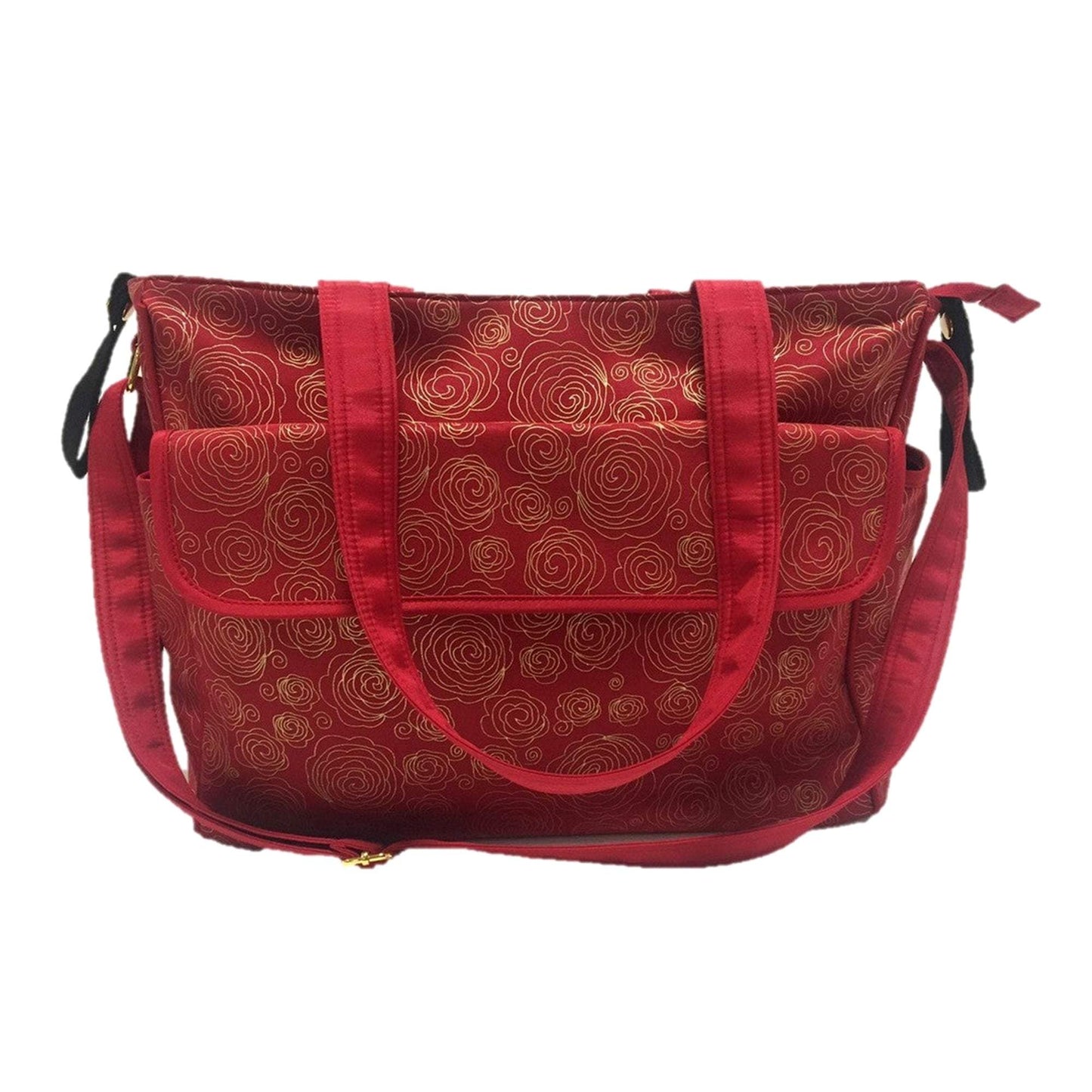Summer Infant Messenger Changing Red Gold Swirl Diaper Bag || Birth+ to 24months