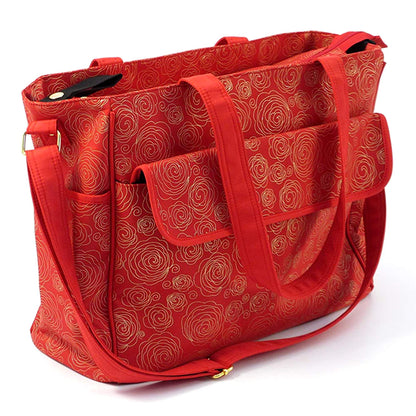 Summer Infant Messenger Changing Red Gold Swirl Diaper Bag || Birth+ to 24months
