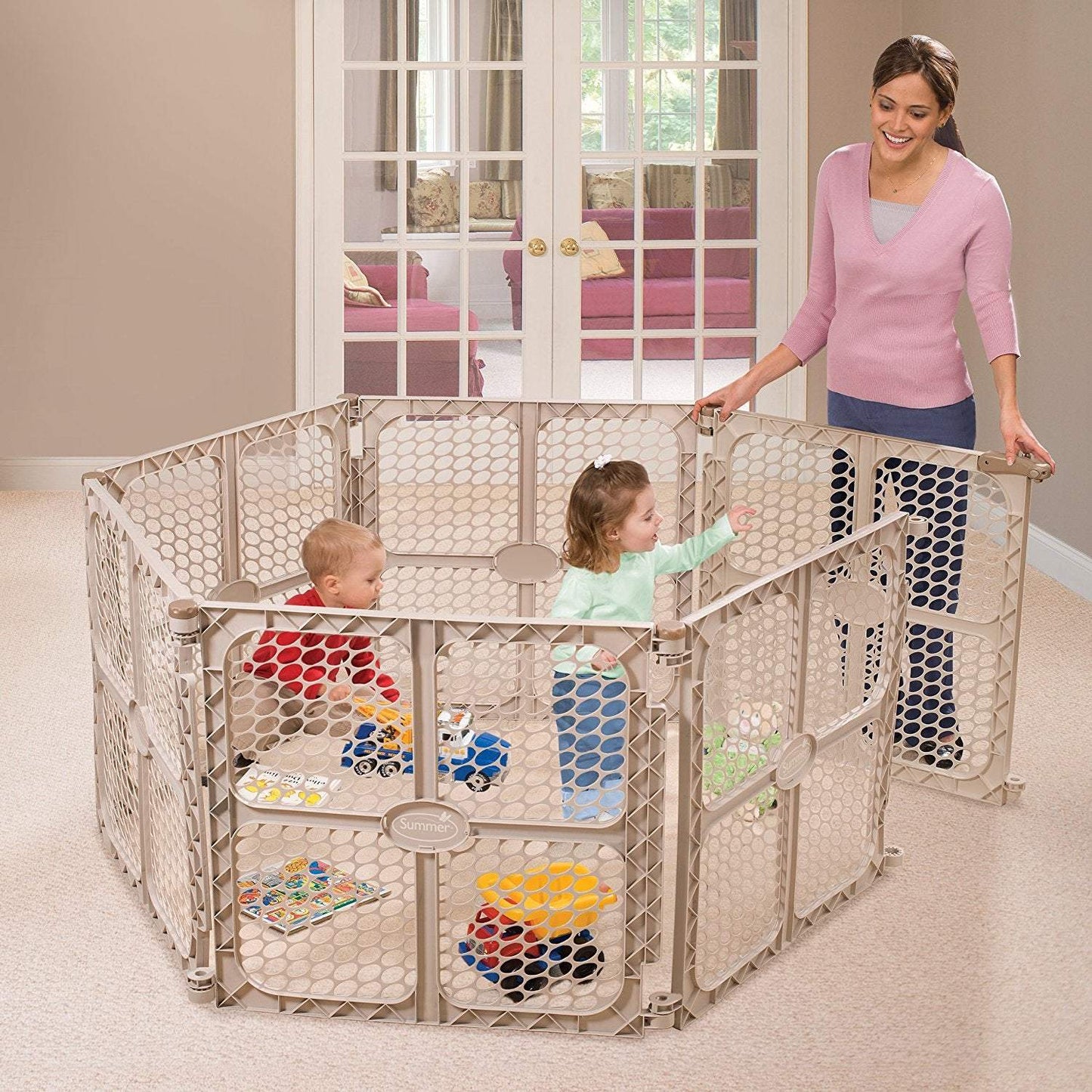 Summer Infant Playsafe Playard-6 Panel Beige color (3 months to 36 months) | Distress Box