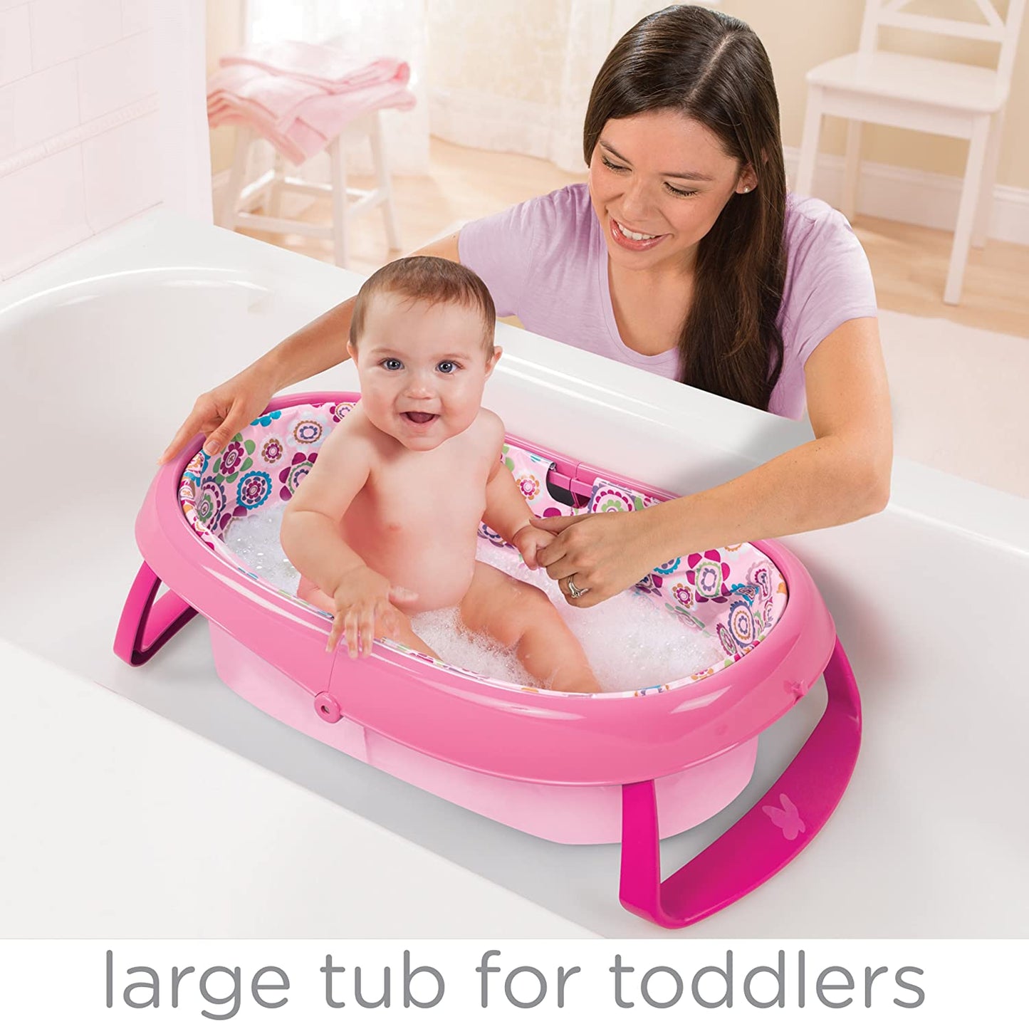 Summer Infants Easystore Comfort Tub (Pink) || Birth+ To 12Months || Distress Box - Distressed