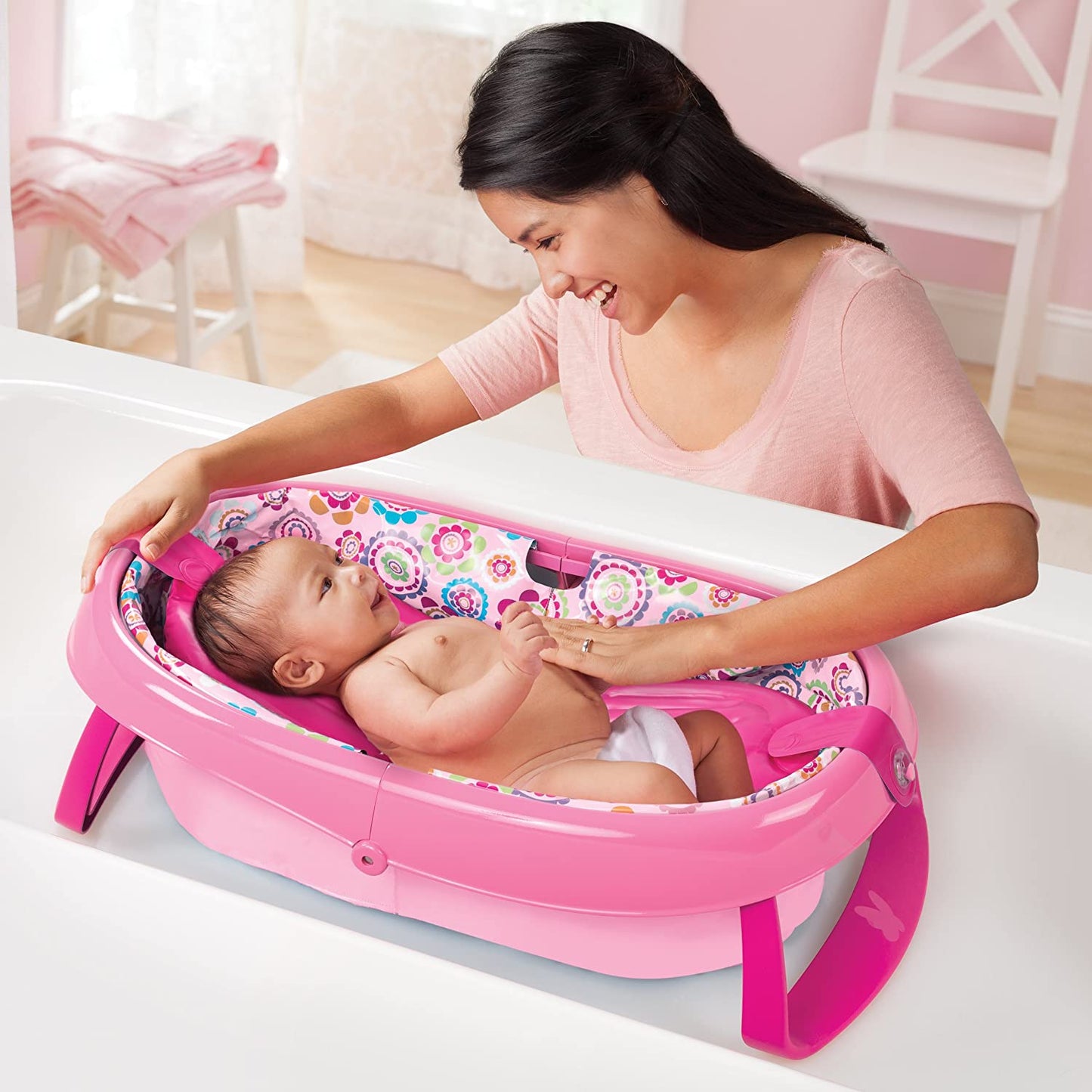 Summer Infants Easystore Comfort Tub (Pink) || Birth+ To 12Months || Distress Box - Distressed