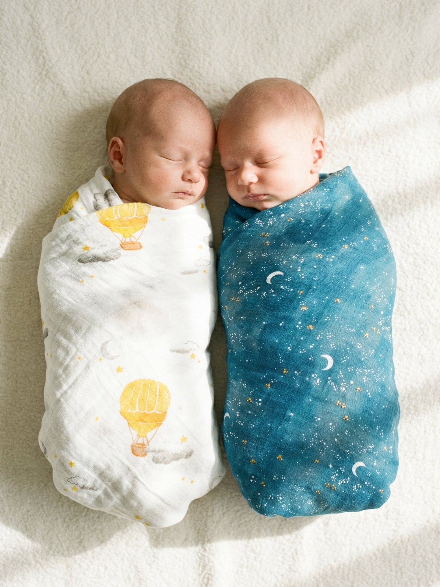 Malabar Baby Organic Swaddle Set - Fly Me To The Moon (Starry Night & Hot Air Balloon)