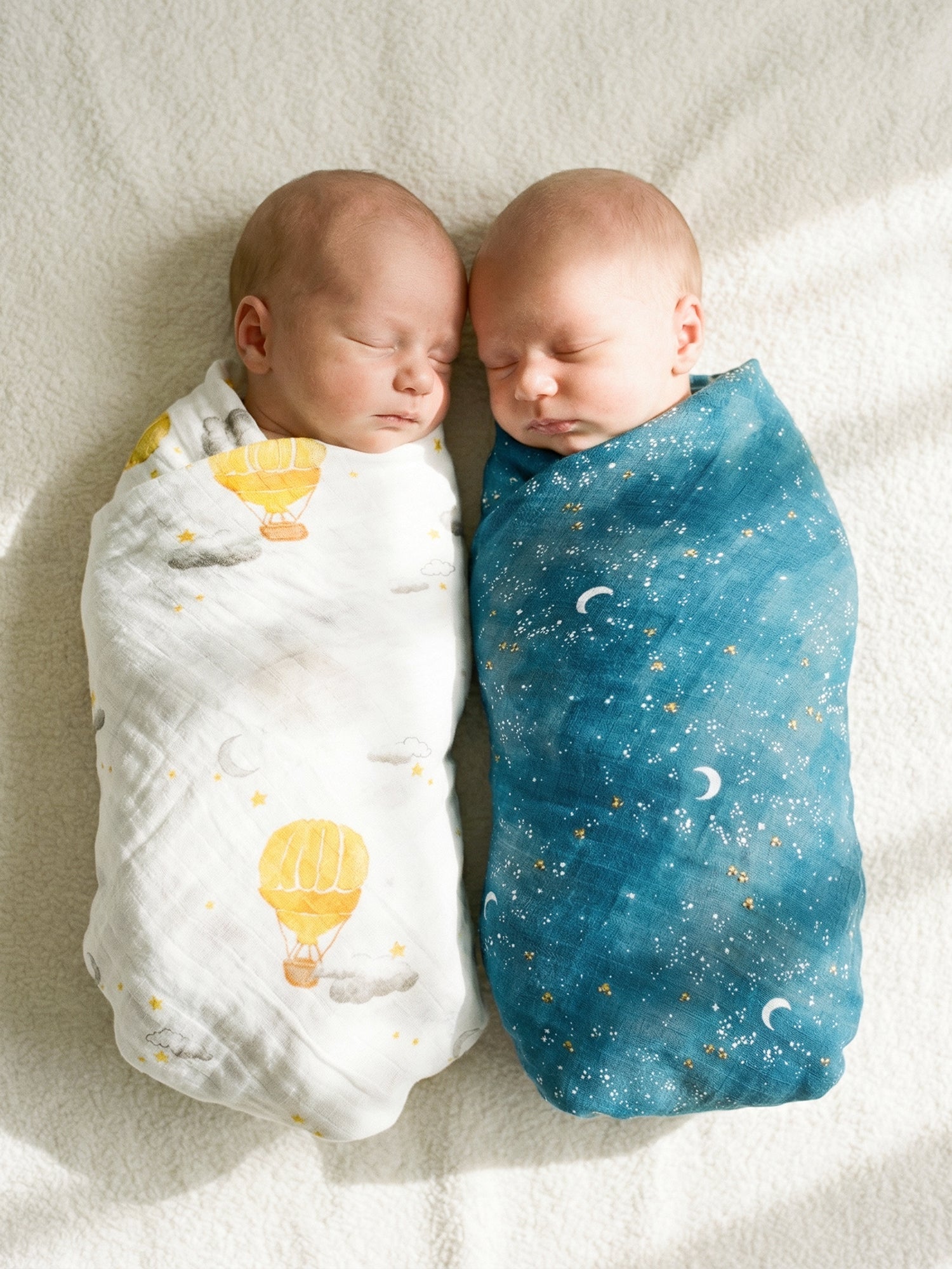 Malabar Baby Organic Swaddle Set - Fly Me To The Moon (Starry Night & Hot Air Balloon)