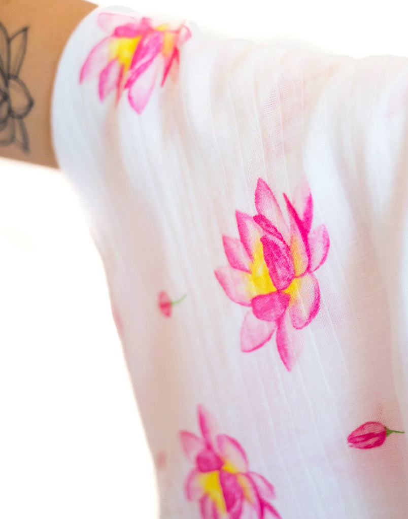 Malabar Baby Organic Swaddle Set - Enchanted Garden (Magical Lotus & Flower Bud)