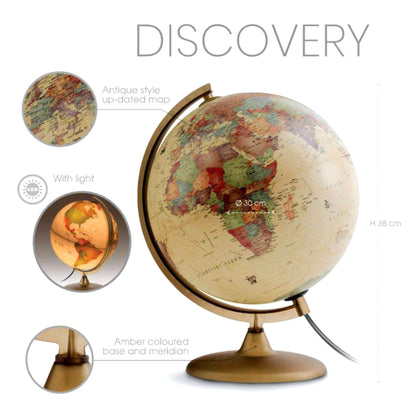 Tecnodidattica Discovery Illuminated & Revolving Globe Antique Style 5M To 4Y