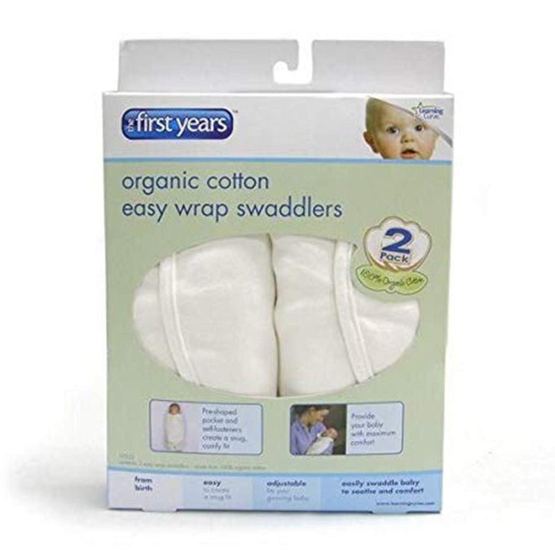 The First Years 2 Pk Swaddler Organic Cotton White || Birth+ to 24months