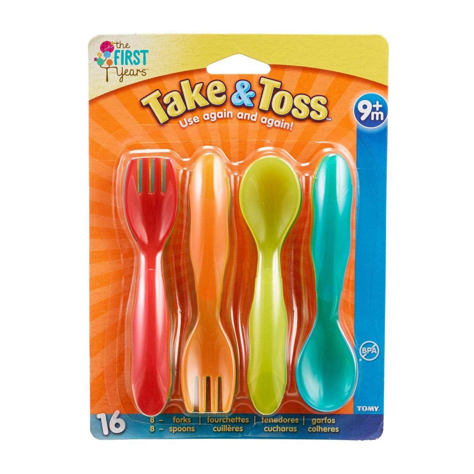The First Years Multicolor 16 Pcs Take & Toss Toddler Flatware || 9months to 36months