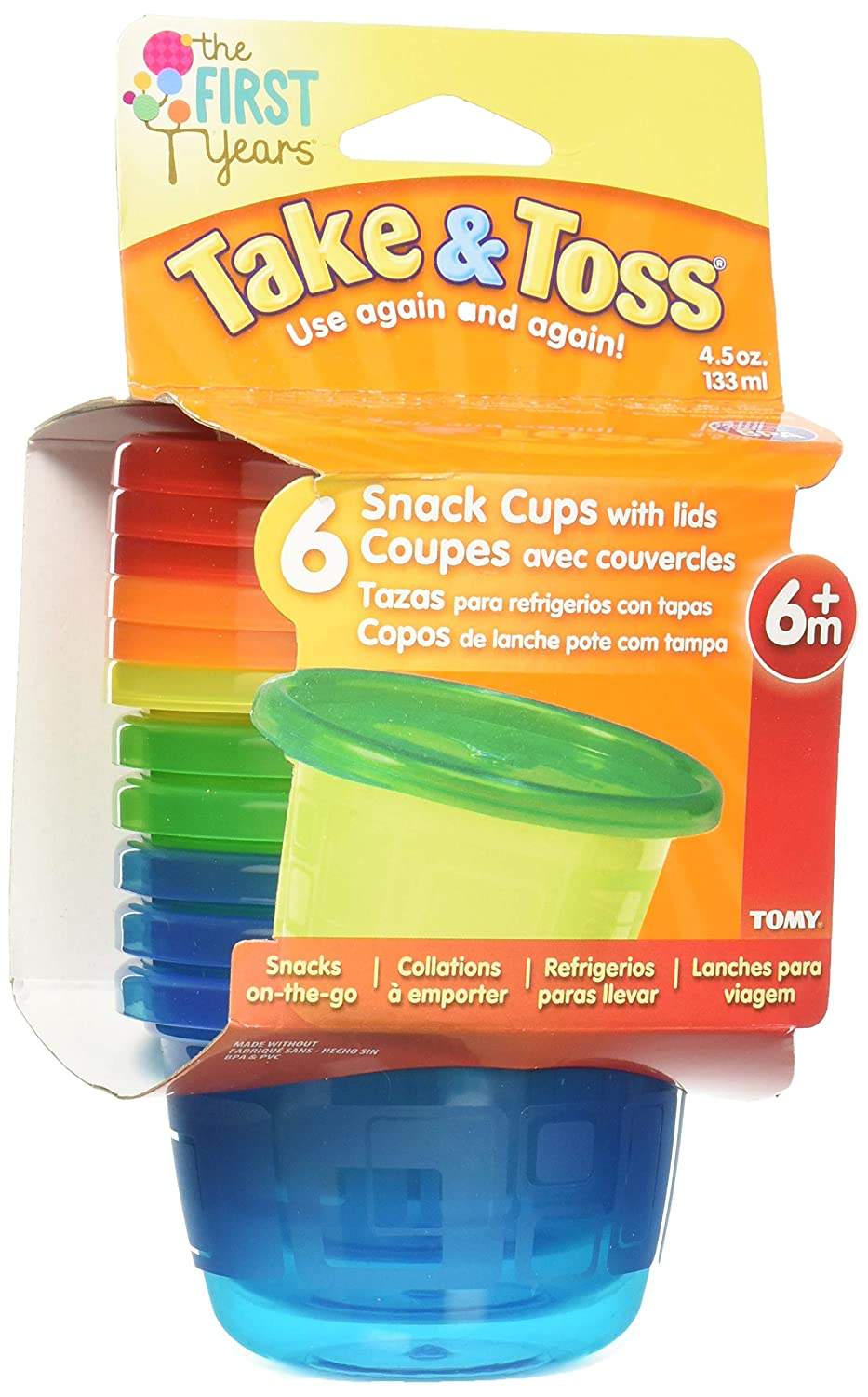 The First Years Take & Toss Snack Cups 4.5 Oz, 7 Pk Multicolor || 6months to 24months