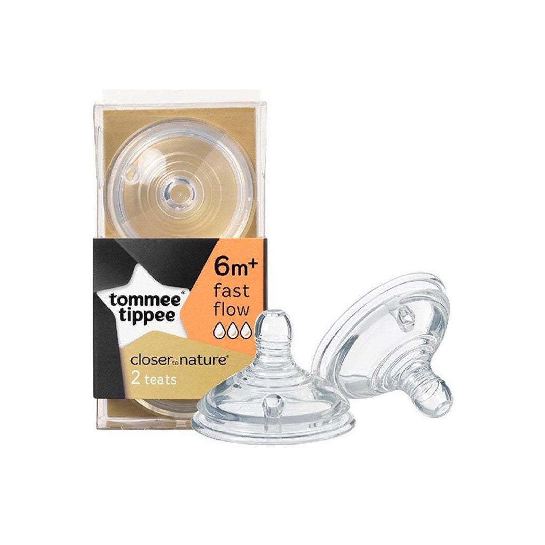 Tommee Tippee Closer Nature Easivent Fast Flow Teats (2 Pack) Transparent 6M To 24M