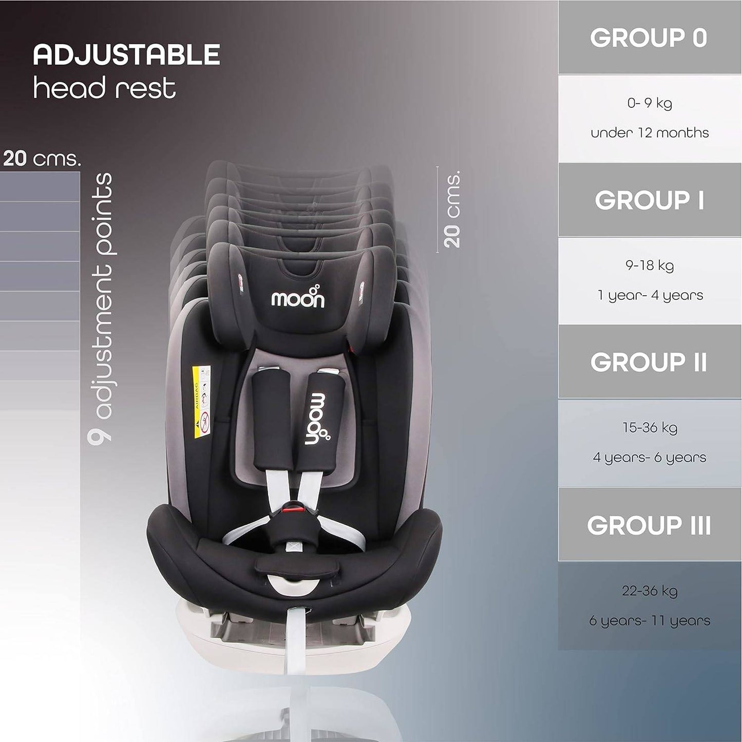 Moon Melhor Baby Seat Black Birth to 12 Years