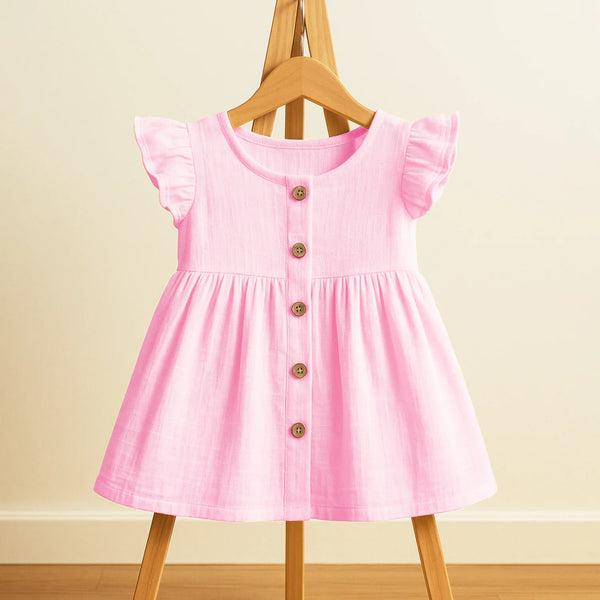 Organic Cotton Girls Frock | Comfortable & Stylish Ribbed Frock For Toddlers | Pack of 1